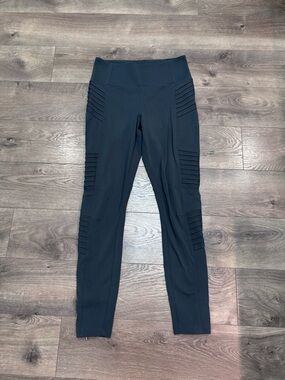 Athleta Black High-Rise Leggings with Ribbed Side Panels